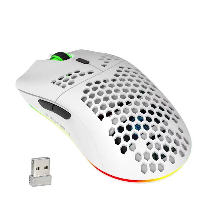 Souris sans fil 2,4 G avec batterie rechargeable intégrée, éclairage RVB, conception en nid d'abeill