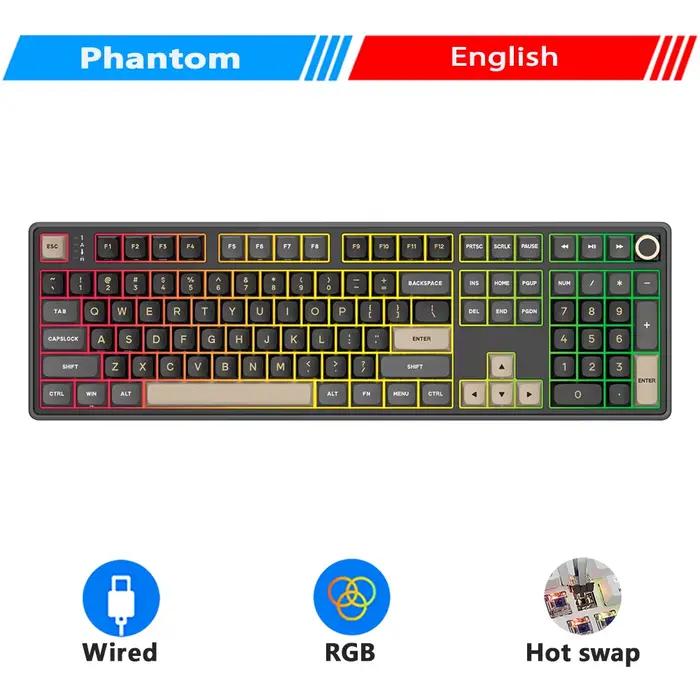 Clavier gamer filaire RK Royal Kludge R108, 100% 108 touches, keycaps MDA PBT, Gasket, RGB, clavier 