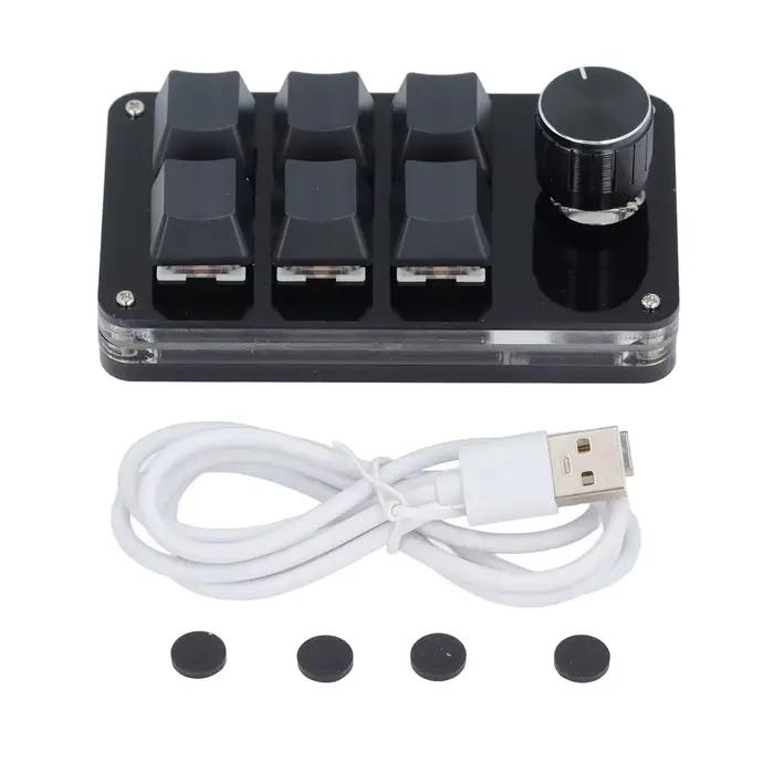 Mini clavier mécanique pour jeux, 6 touches, 1 bouton rotatif, programmation de macros, clavier méca