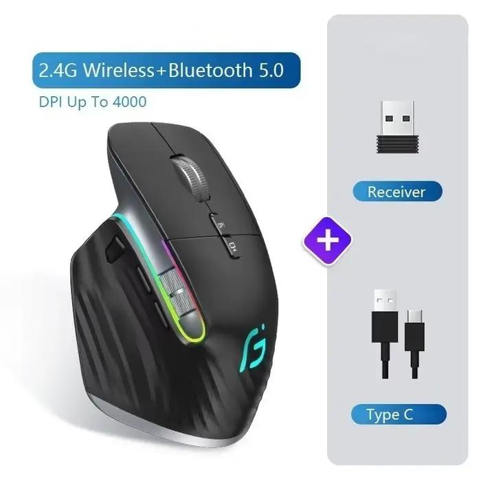 MAA-Souris sans fil Bluetooth 2.4G, aste RVB, design ergonomique, pour ordinateur de bureau et gamin