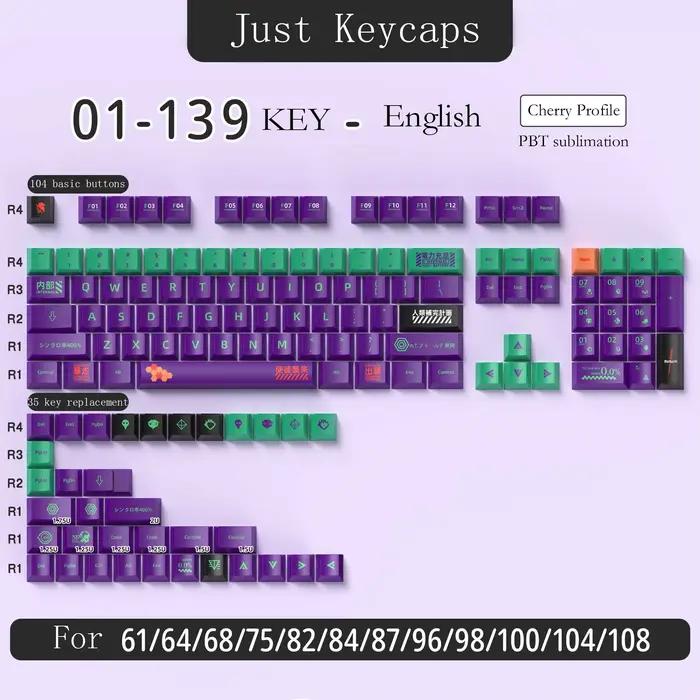 KYOMOT-Keycaps de jeu d'anime, aucun profil, pavé de embauPBT, commutateur MX, disposition de bricol