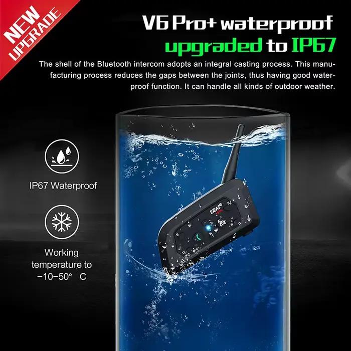 EJEAS 1/2 pièces Type C V6 Pro Moto Interphone Bluetooth casque casque Moto Interphone talkie-walkie