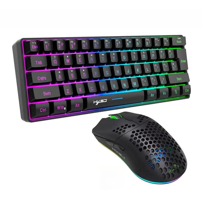 Claviers et souris sans fil, clavier de jeu kwhite USB 60%, combo Bluetooth ergonomique pour ordinat