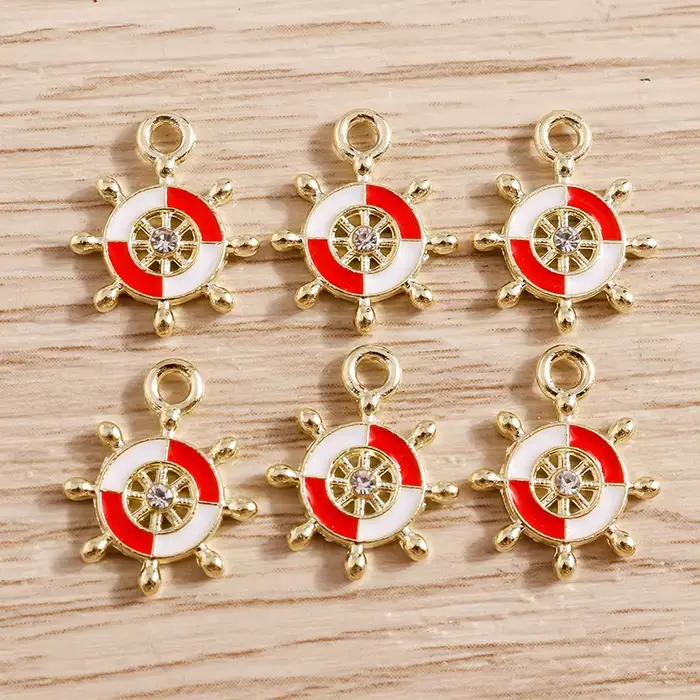 Tusember 10 pièces Mini émail ancre nautique gouvernail breloques pour boucles d'oreilles Bracelet c