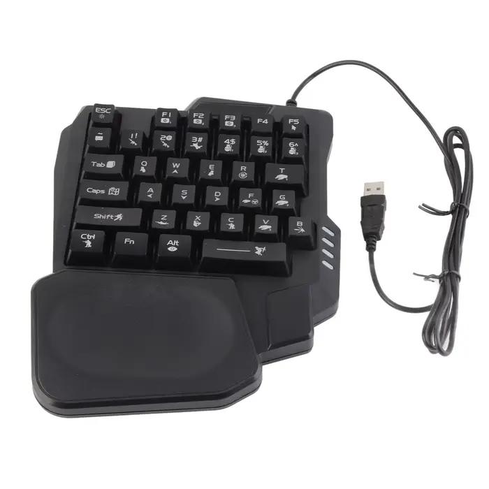 Clavier de jeu antidérapant noir à une main, rétro-éclairage en trois couleurs, pour jeux mobiles et