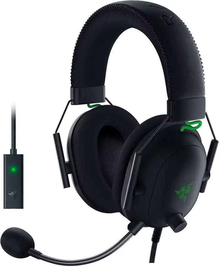 Casque de jeu Razer BlackShark V2 + carte son USB, son spatial THX 7.1, casque 3,5 mm pour PC, PS5, 