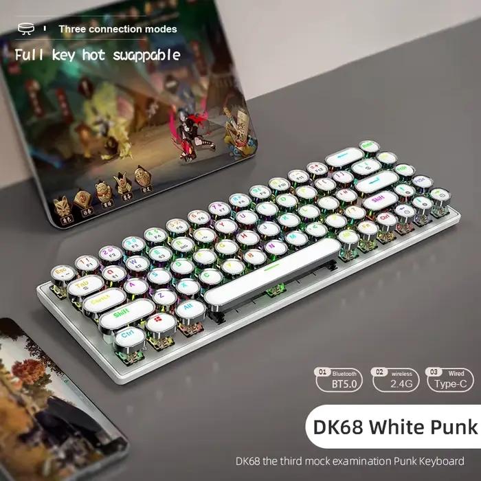 Clavier mécanique rétro punk sans fil DK68 APAYADO, éclairage RGB dynamique, 68 touches, connexion B