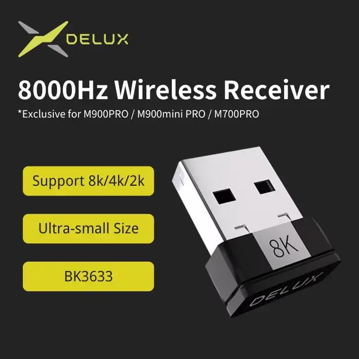 Récepteur sans fil Delux 8K, réponse de 0,125 ms, exclusif pour la souris de jeu Delux M900Pro/M900m