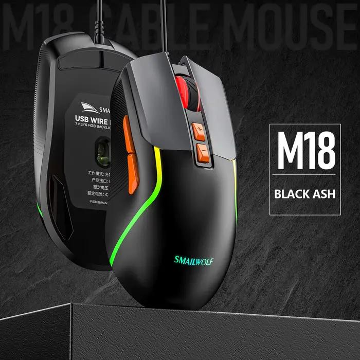SMAILWOLF M18 – souris filaire USB pour ordinateur portable, ordinateur de bureau, bureau à domicile