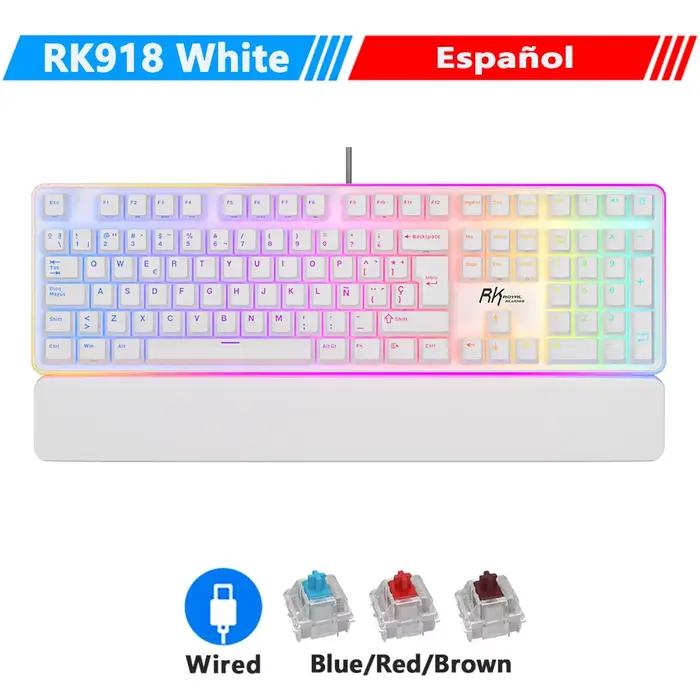 RK ROYAL KLUDGE RK918 clavier mécanique filaire 108 touches 100% clavier de jeu rétro-éclairé rvb av