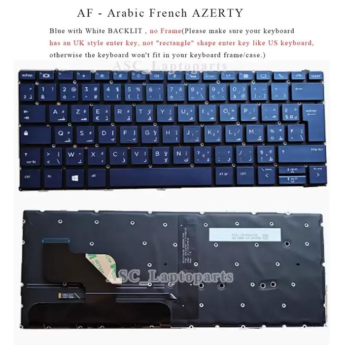 Nouveau clavier AF BR BU GR HU IT LA ND NW SP SW TR UK YU pour HP Elite Dragonfly G1, G2, Max, bleu 