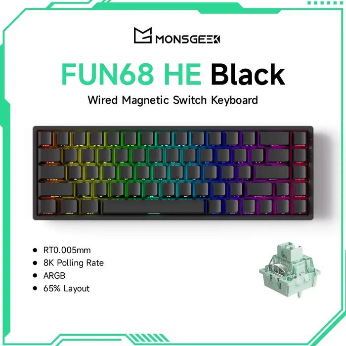 Akko MonsGeek FUN68 HE clavier magnétique 65% déclencheur rapide 0.005mm 8K ARGB clavier mécanique d