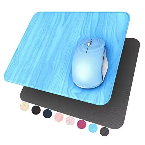 Tapis de souris rigide, tapis de souris ultra fin en cuir PU texturé bois, base en caoutchouc antidé