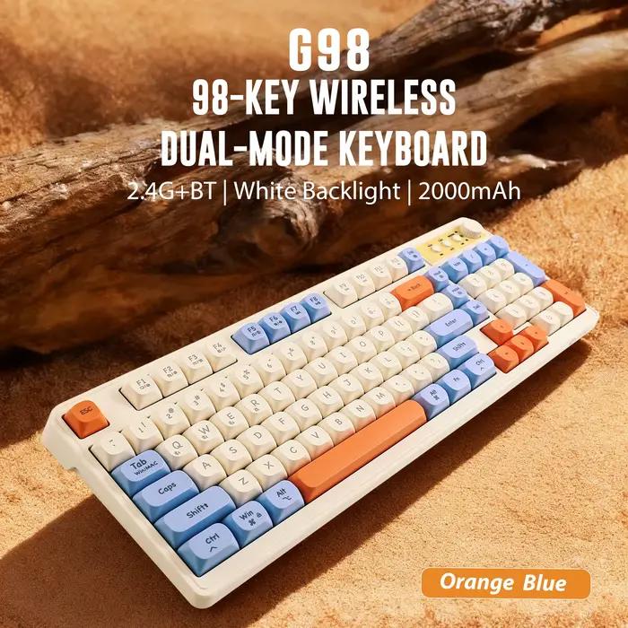 Clavier double mode Macaron rétro, sans fil BT et 2.4G, design silencieux, crémeux, idéal pour les p
