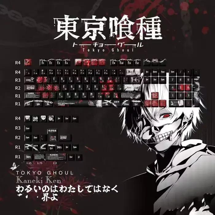 Kaneki Ken Anime Keycap 129 touches Transparent PBT Sublimation thermique profil OEM personnalisé Wo