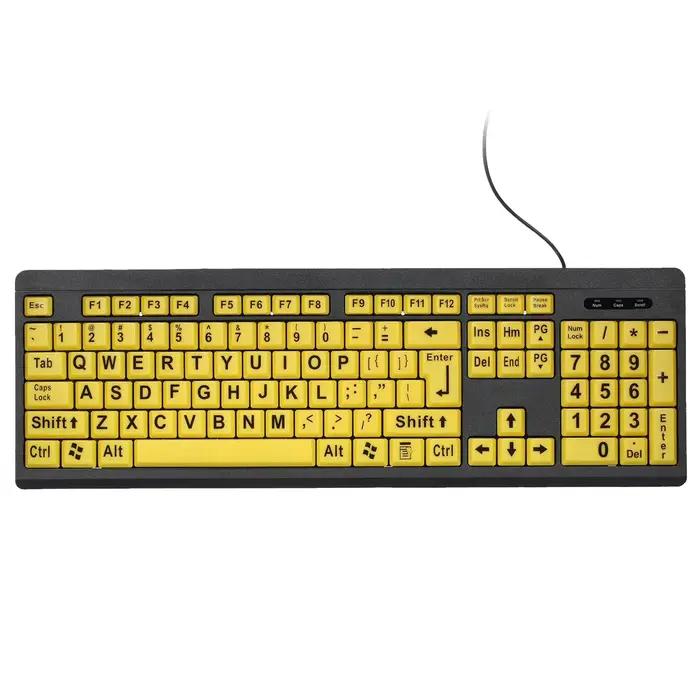 Clavier filaire USB, grand clavier d'ordinateur imprimé pour les utilisateurs de basse Vision, haut 