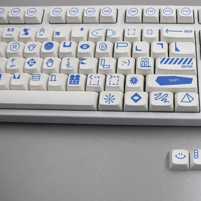Y1UB XDA PBT Keycaps 108 touches signe bleu pour clavier mécanique jeu