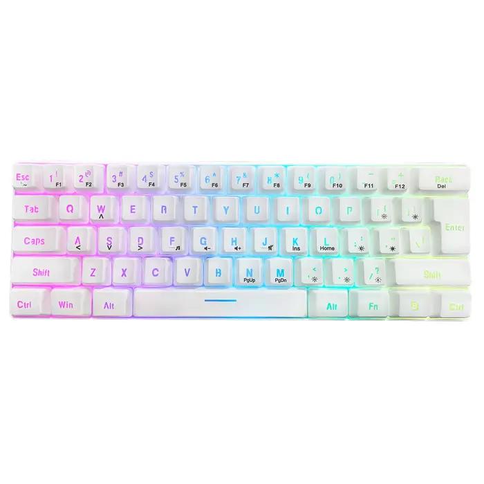 Clavier RGB Gamer 60% Ergonomique Mini PC Blanc Clavier d'Ordinateur Portable Rétroéclairé USB Filai