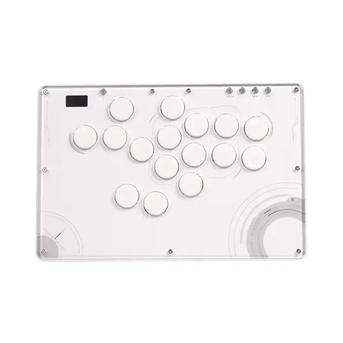 Manette d'arcade sans levier TBGamer V16 Future White, interrupteur à profil bas RGB, double disposi