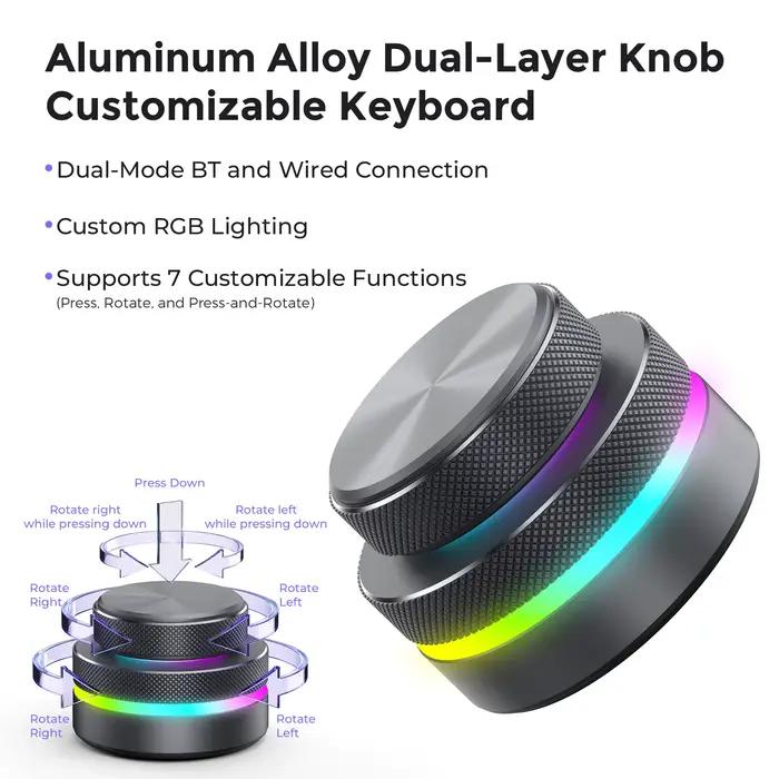 Clavier personnalisé sans fil 2.4G USB C, bouton de contrôleur multimédia filaire avec lumière RGB p