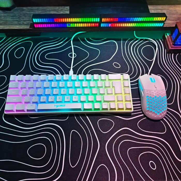 Ensemble clavier et souris compact HXSJ 68 touches, rétroéclairage RVB, mini clavier de jeu portable