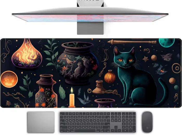 Tapis de souris en polymères pour bureau, grand tapis de souris de jeu, plante verte mystique, prote