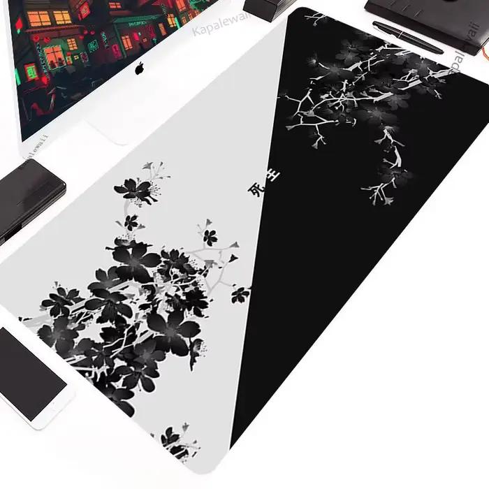 Grand tapis de souris gaming noir et blanc, tapis de souris XXL 1000x500, tapis de bureau pour clavi