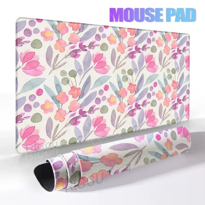 Grand tapis de souris imprimé fleurs de marguerite, accessoires de bureau, base antidérapante, adapt