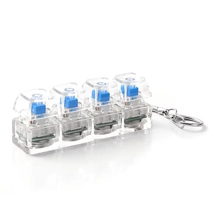1 pièce Testeur de clavier mécanique à 4 touches, Clavier LED, Jouets anti-stress, Bouton Fidget DIY