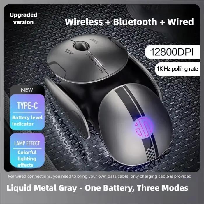 Souris de jeu sans fil Inphic X2 V2, base en métal, rechargeable, silencieuse, Bluetooth, pour ordin