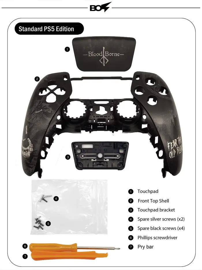 Coque de manette PS5, coque personnalisée Old Hunter avec pavé tactile pour DualSense, remplacement 