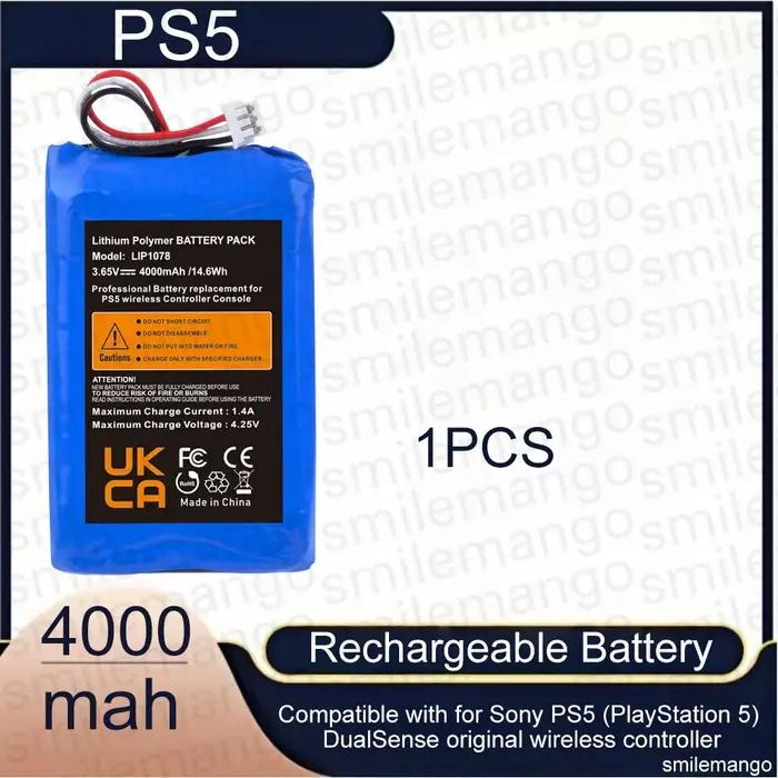 Batterie de manette PS5, batterie de remplacement LIP1078 4000mAh pour manette sans fil Sony PS5 Pla