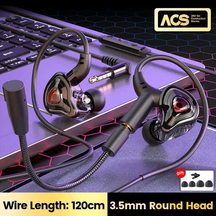 EARDECO écouteurs de jeu HD micro filaire casque basse HIFI filaire écouteur casque crochet d'oreill