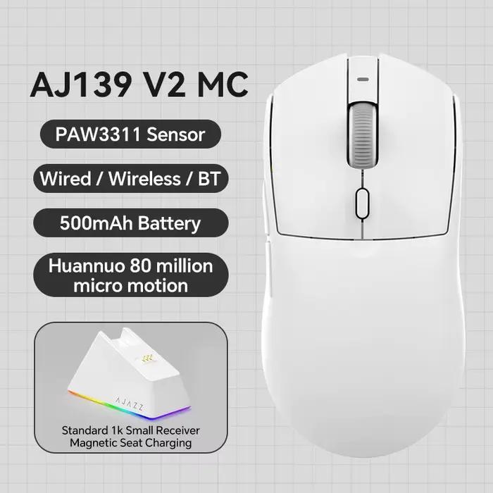 AJAZZ AJ139 V2 MC PAW3311 souris de jeu sans fil avec Base de charge magnétique rvb 24000DPI souris 