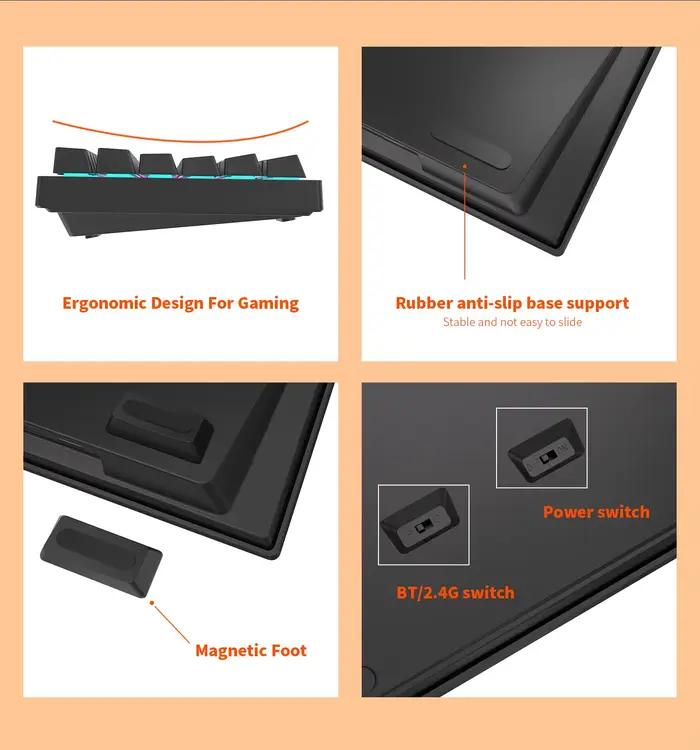 Royal Kludge clavier de jeu sans fil brésilien 84 touches rvb Tri-Mode BT5.0/2.4G/claviers mécaniques filaires