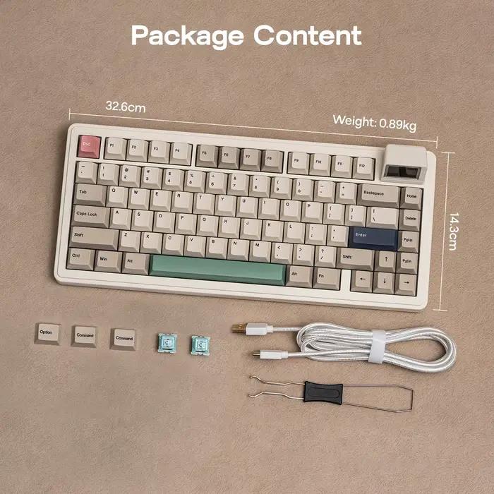 EPOMAKER RT82 QMK/VIA 75% disposition QWERTY américaine joint échangeable à chaud filaire/BT 5.0/2.4GHz clavier mécanique sans fil avec écran LCD