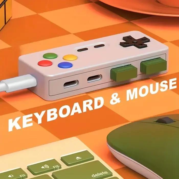 Adaptateur USB Type-C 4-en-1 FC&EC pour manette de jeu