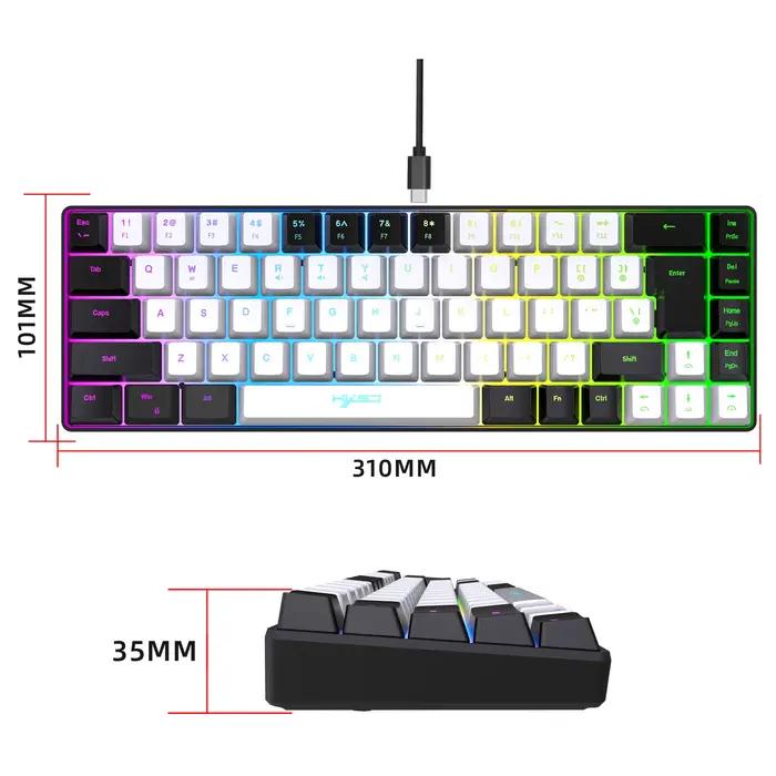 68 touches clavier de jeu USB filaire Portable 20 RGB rétro-éclairage