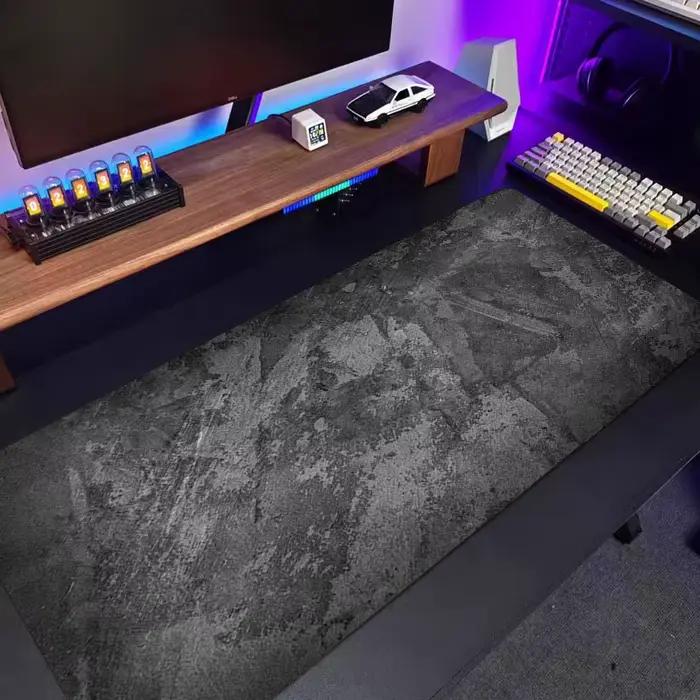 Grand tapis de souris de jeu gris foncé résistant à la saleté