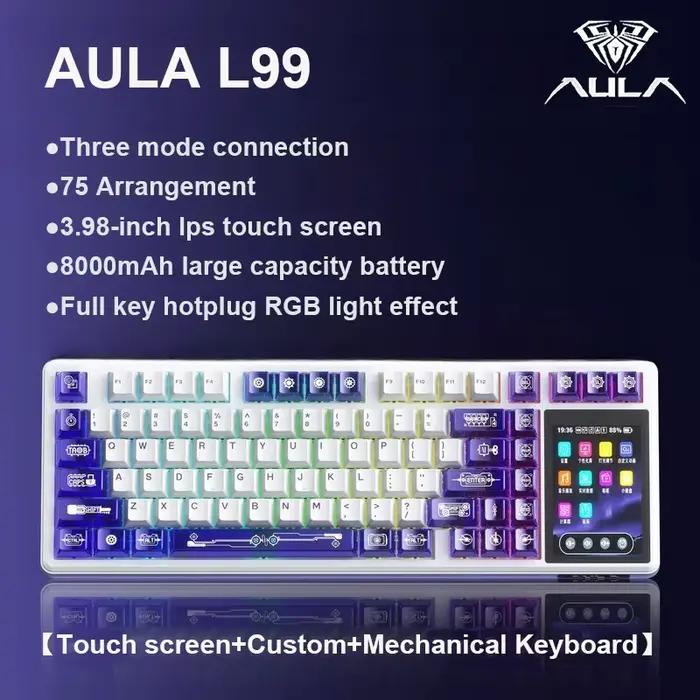 AULA L99 clavier mécanique à écran Intelligent Bluetooth sans fil Tri-mode