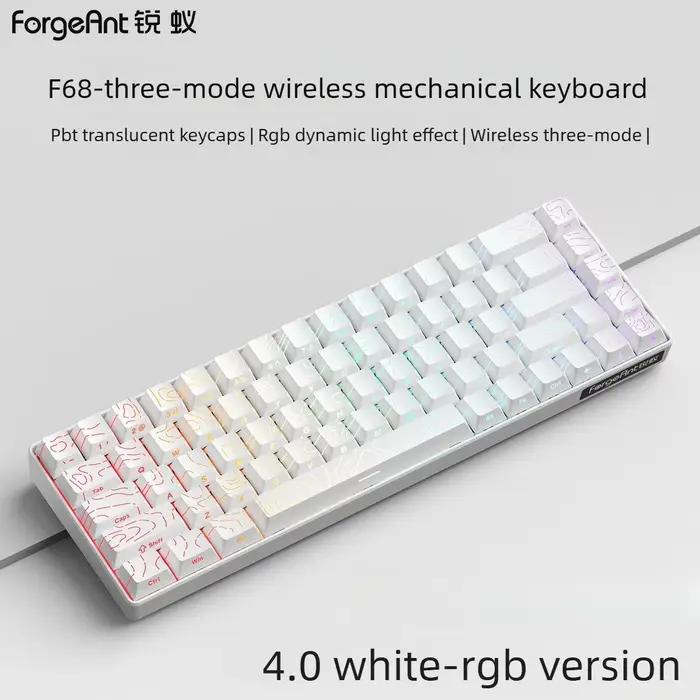 Clavier mécanique RGB Teclado Gamer 68 touches sans fil + Bluetooth + filaire 60% pour iPad