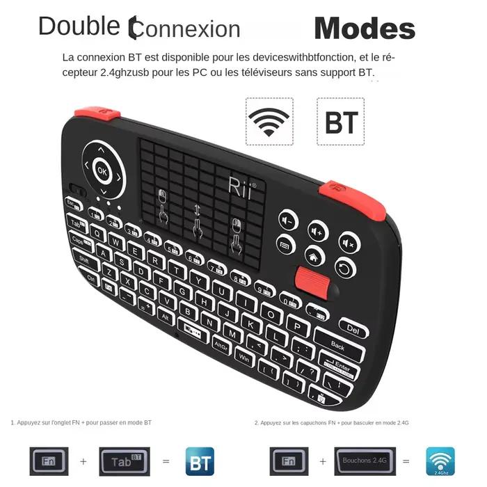 Mini Clavier Sans Fil Rii i4 Multifonctionnel Avec Pavé Tactile Pour Windows Android TV Box Smart TV Occasions Spéciales Jeux Multimédia