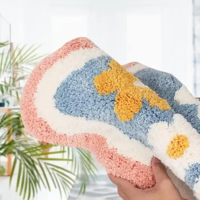 Tapis de salle de bain en fausse laine douce, Super absorbant, antidérapant, pour baignoire de douche, résistant à la saleté, confortable, pour sol de toilette
