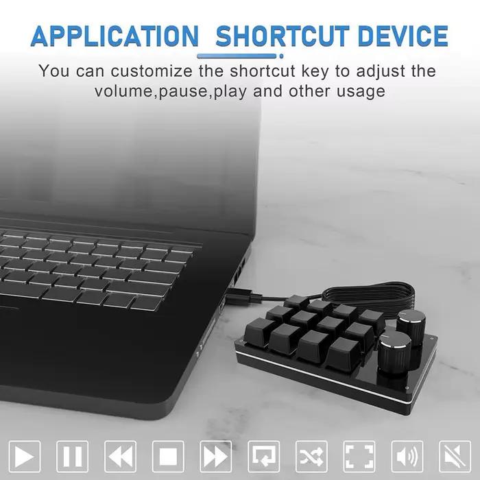 Sans Fil Bluetooth/USB 12 Clé 2 Bouton Clavier Mécanique
