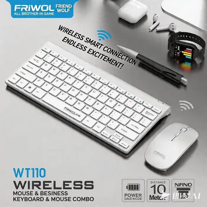 Ensemble clavier et souris sans fil 2.4G WT1100 pour ordinateur portable
