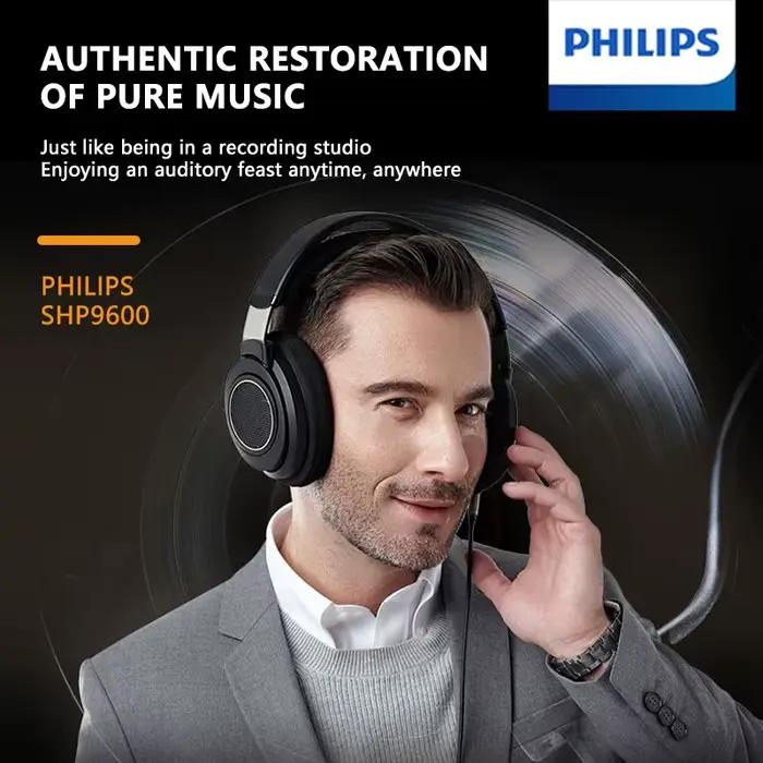 Casque Filaire Philips SHP9660 Noir Mat Design Ergonomique Oreillettes Respirantes Microphone Intégré Compatible avec Tous les Appareils Électroniques Occasions Spéciales