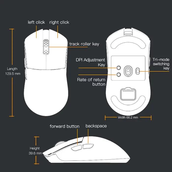 Darmoshark souris de jeu M3 Pro Max sans fil 4K/8K Bluetooth Tri-Mode PAW3950 nordique 52840 30K DPI jeu Macro