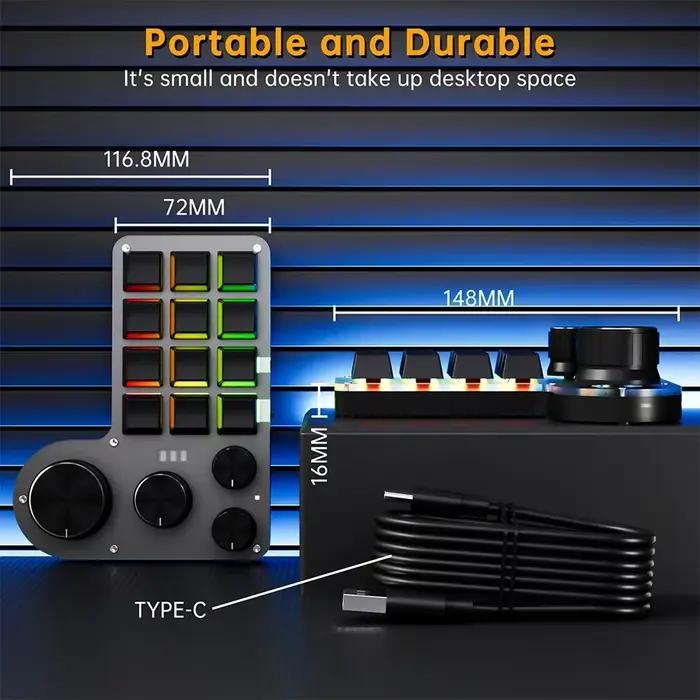 3 Modes 12 touches clavier mécanique 4 boutons programmation personnalisée
