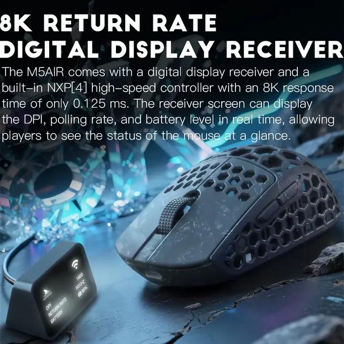 Souris de jeu sans fil Darmoshark M5Air en fibre de carbone forgée