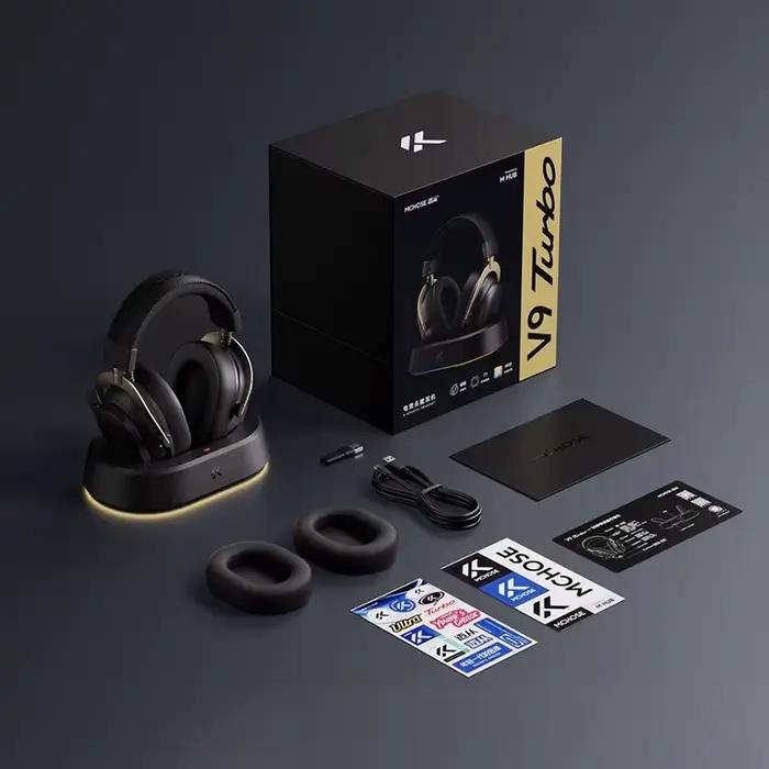 MCHOSE V9 Turbo casque de jeu de charge sans fil sur l'oreille quatre modes avec Microphone